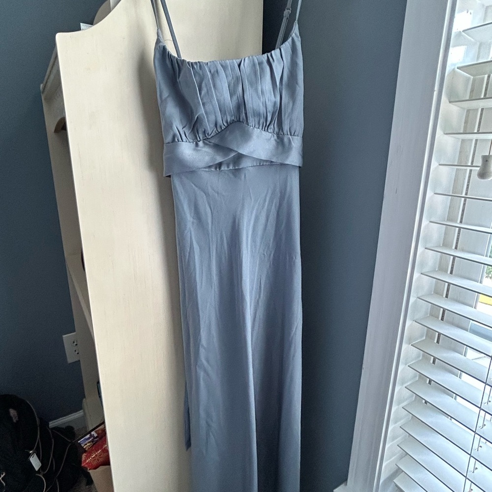 Elegant Blue-Gray Maxi Dress